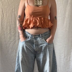 Anthropologie Maeve Ruffled Bubble-Hem Cropped Tank